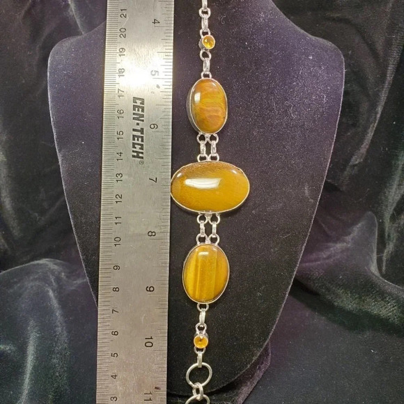 0111. Beautiful! 😍 Solid Sterling Silver and Lucious Tiger Eye for your Wrist! - Picture 8 of 14